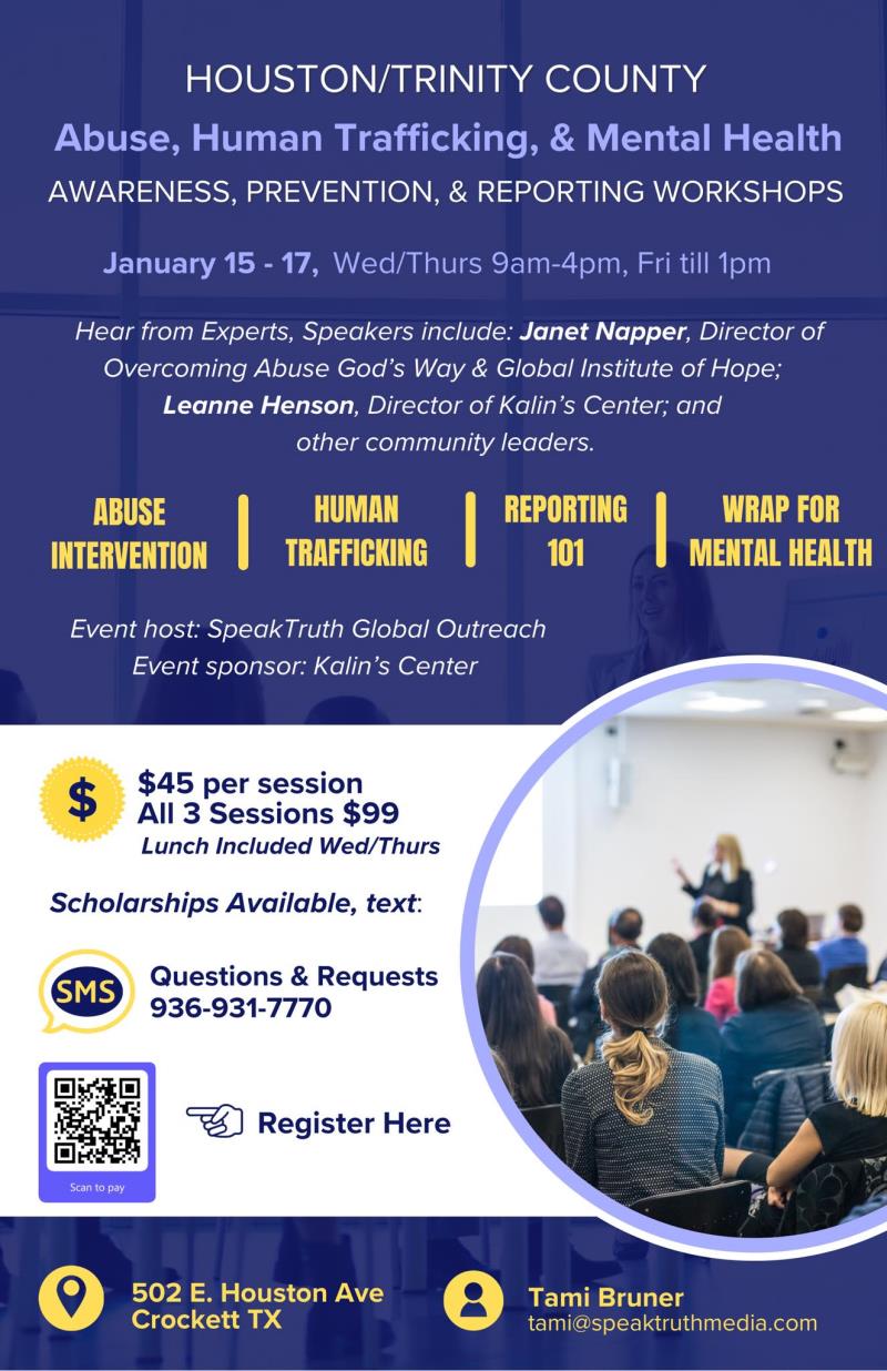 Abuse, Human Trafficking & Mental Health Workshop