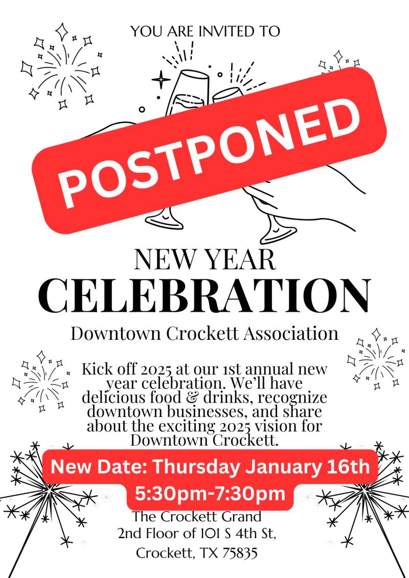 Downtown Crockett Association Presents New Year Celebration