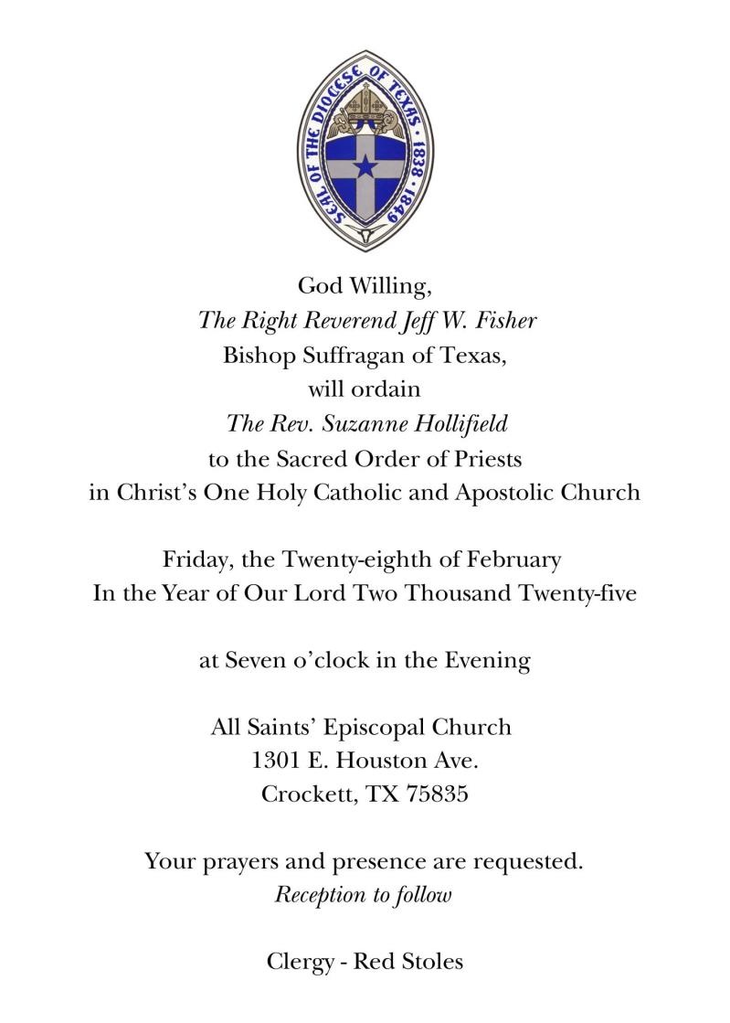 Ordination of the Reverend Suzanne Hollifield/All Saints'