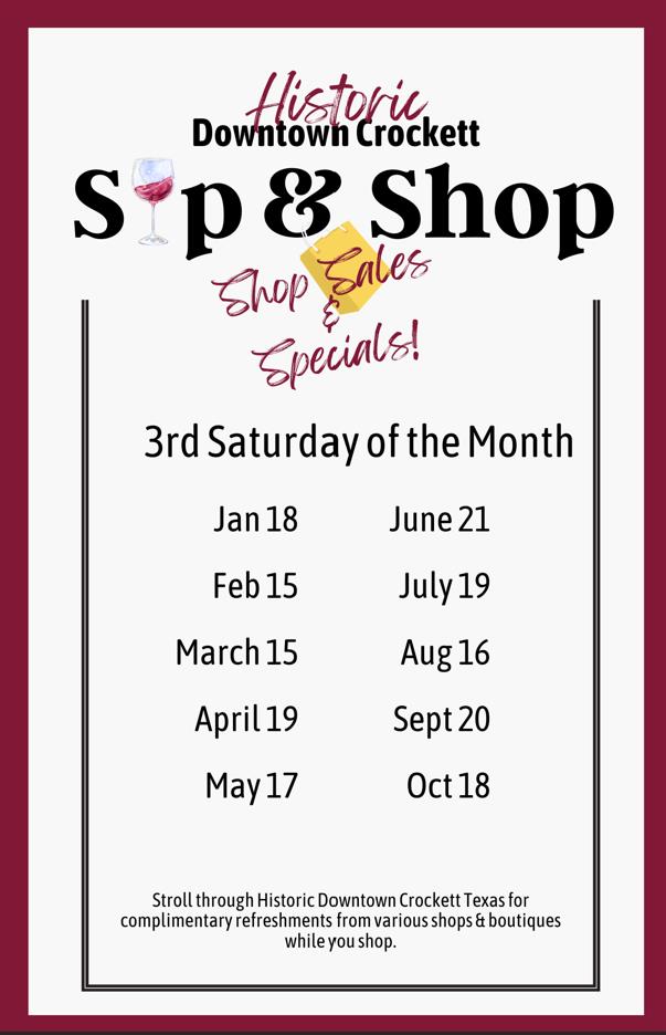 Sip & Shop Presented by Downtown Crockett Association